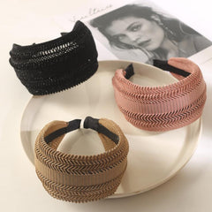 Black Wide Brim Hair Band Non Slip Hollow Headwear