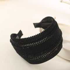 Black Wide Brim Hair Band Non Slip Hollow Headwear