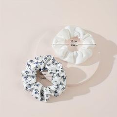 2 Pcs Floral Print Scrunchies Hairbands Ponytail Holder Elastic Hair Ties