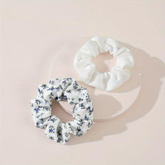 2 Pcs Floral Print Scrunchies Hairbands Ponytail Holder Elastic Hair Ties