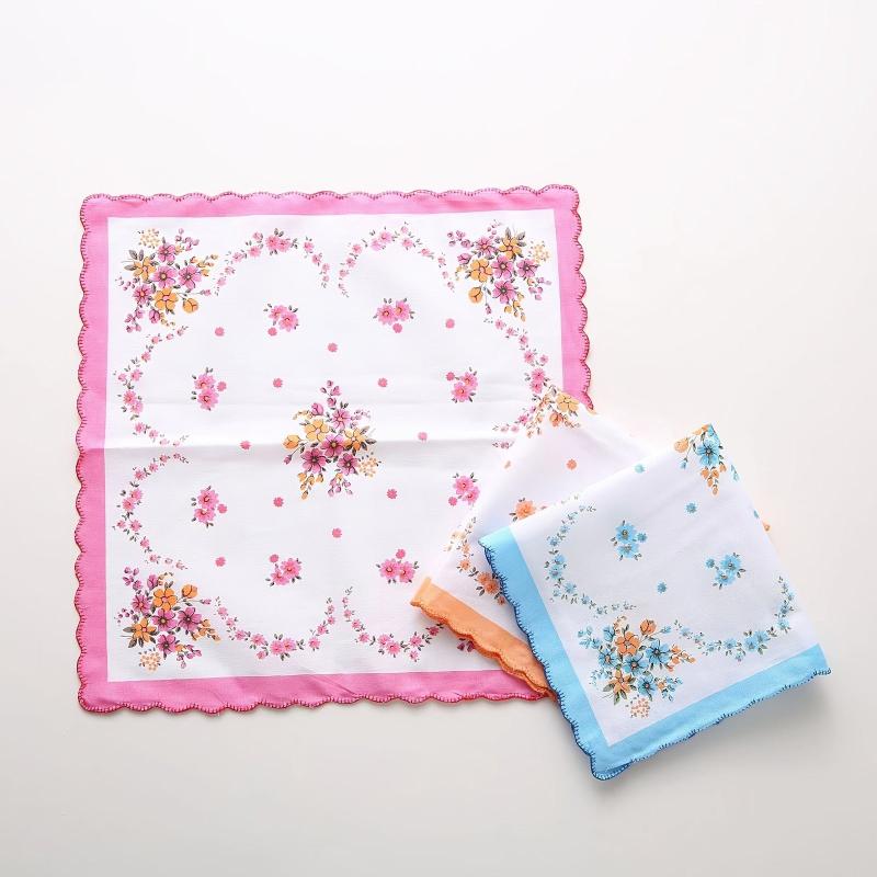 6pcs Ladies Floral Handkerchiefs Portable Pocket Tissue Bandana 3 Colors