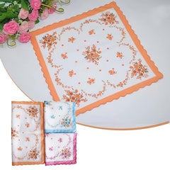 6pcs Ladies Floral Handkerchiefs Portable Pocket Tissue Bandana 3 Colors