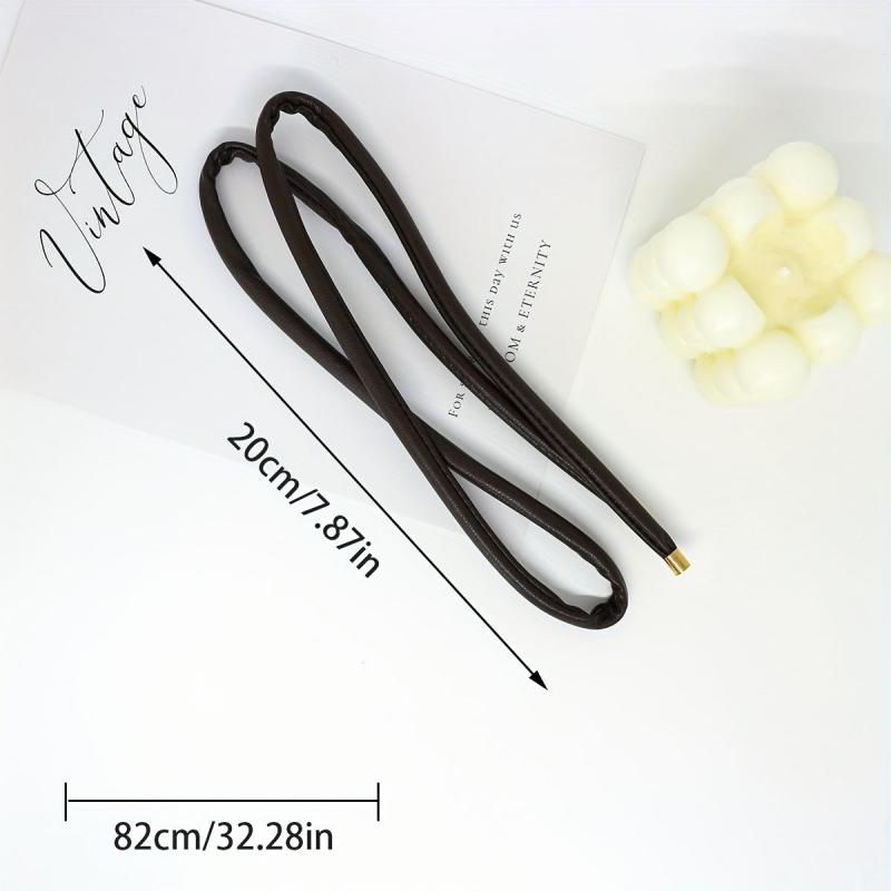Long Leather Hair Elastics Ties Solid Stretchy Scrunchie Ponytail Holder
