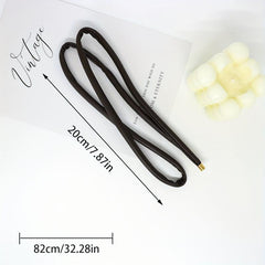 Long Leather Hair Elastics Ties Solid Stretchy Scrunchie Ponytail Holder