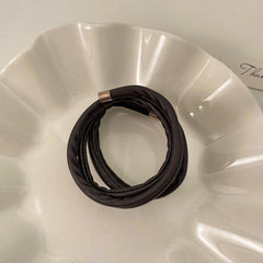 Long Leather Hair Elastics Ties Solid Stretchy Scrunchie Ponytail Holder