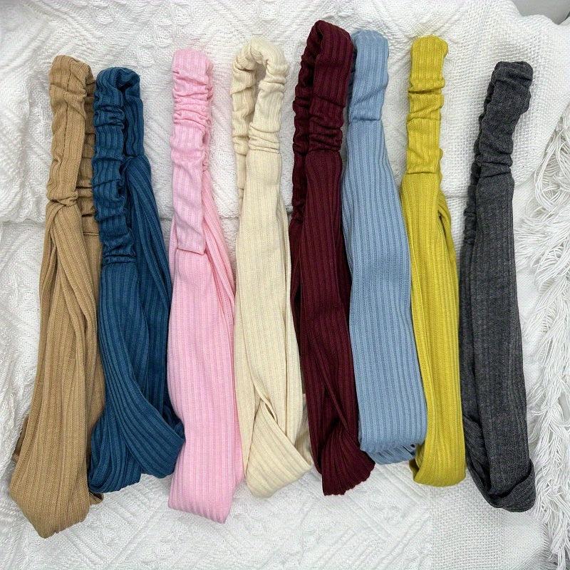 8PCS Vintage Headband Woven Twist Boho Stretchy Hair Bands Girls Turban Yoga