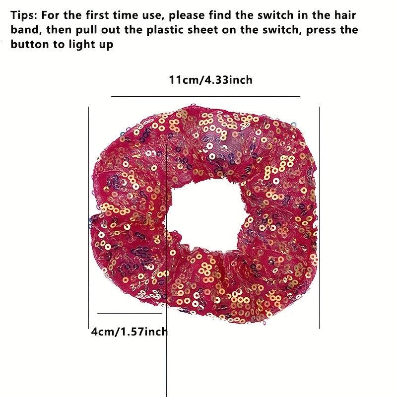 LED Lighting Sequin Scrunchies Hair Tie Bracelet For Halloween Christmas