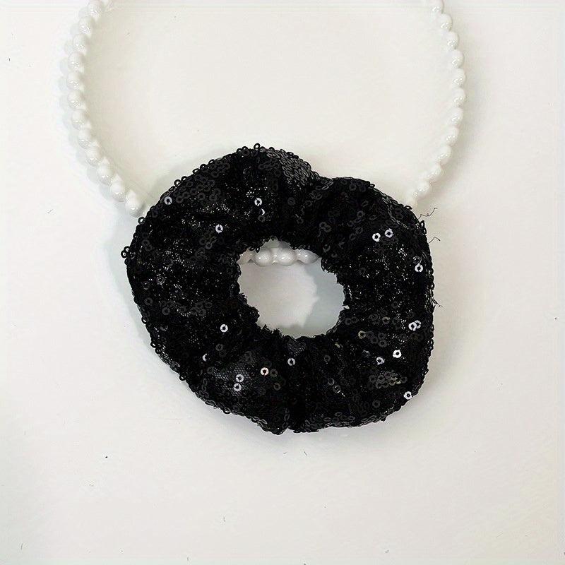 LED Lighting Sequin Scrunchies Hair Tie Bracelet For Halloween Christmas