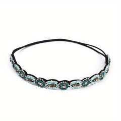 Crystal Rhinestone Headband Beaded Headband Elastic Hair Bands For Women