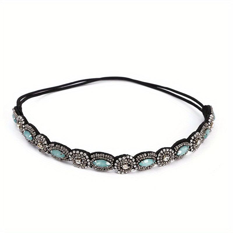 Crystal Rhinestone Headband Beaded Headband Elastic Hair Bands For Women