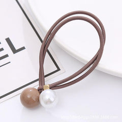 Adjustable Faux Pearl Elastic Rubber Band Solid Hair Tie