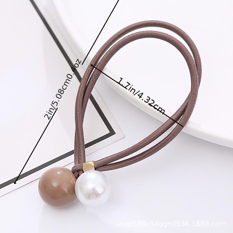 Adjustable Faux Pearl Elastic Rubber Band Solid Hair Tie