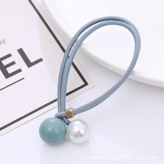 Adjustable Faux Pearl Elastic Rubber Band Solid Hair Tie