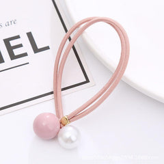 Adjustable Faux Pearl Elastic Rubber Band Solid Hair Tie