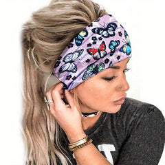 Boho Hair Bands Butterfly Print Headband Bohemian Turban Bandanas