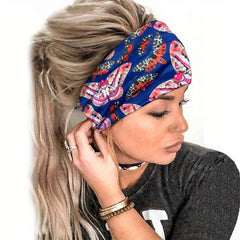 Boho Hair Bands Butterfly Print Headband Bohemian Turban Bandanas