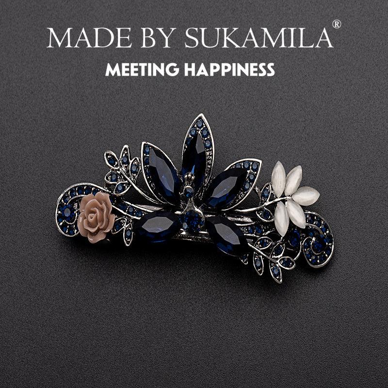 Rhinestone Flower Hair Clip Vintage Barrette Hairpin