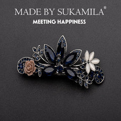 Rhinestone Flower Hair Clip Vintage Barrette Hairpin