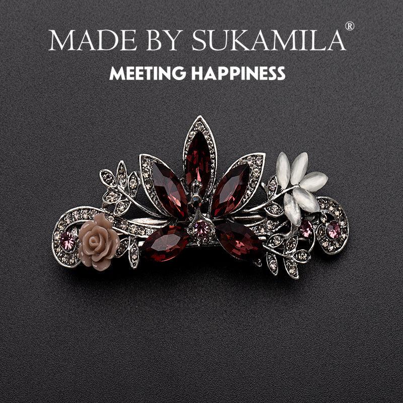 Rhinestone Flower Hair Clip Vintage Barrette Hairpin