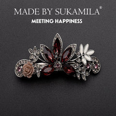 Rhinestone Flower Hair Clip Vintage Barrette Hairpin