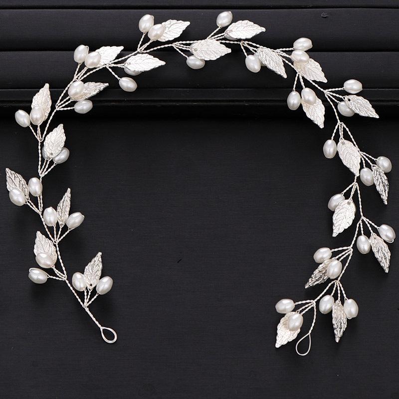 Silver Leaf Pearl Hair Vine for Bride