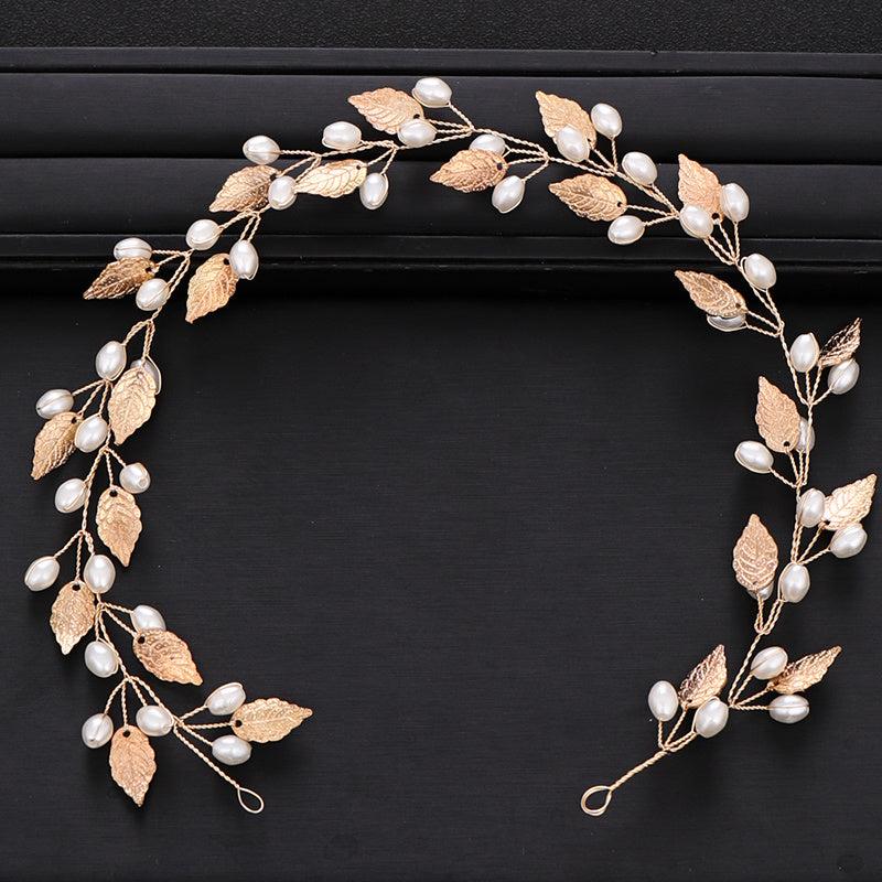 Silver Leaf Pearl Hair Vine for Bride