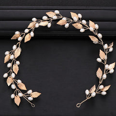 Silver Leaf Pearl Hair Vine for Bride