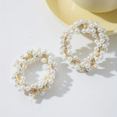 2pcs Faux Pearl Beaded Hair Tie Elastic Hair Ring