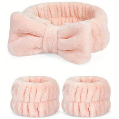 3pcs Face Wash Headband & Wristband Set Soft Spa Facial Makeup Skincare
