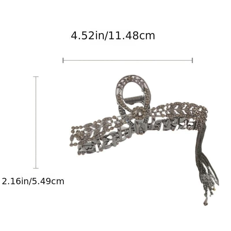 Metal Tassel Hair Claw Antique Pearl Rhinestone Hair Clip