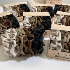 8pcs Solid Silk Hair Tie Vintage Ponytail Holder Elastic Headwear