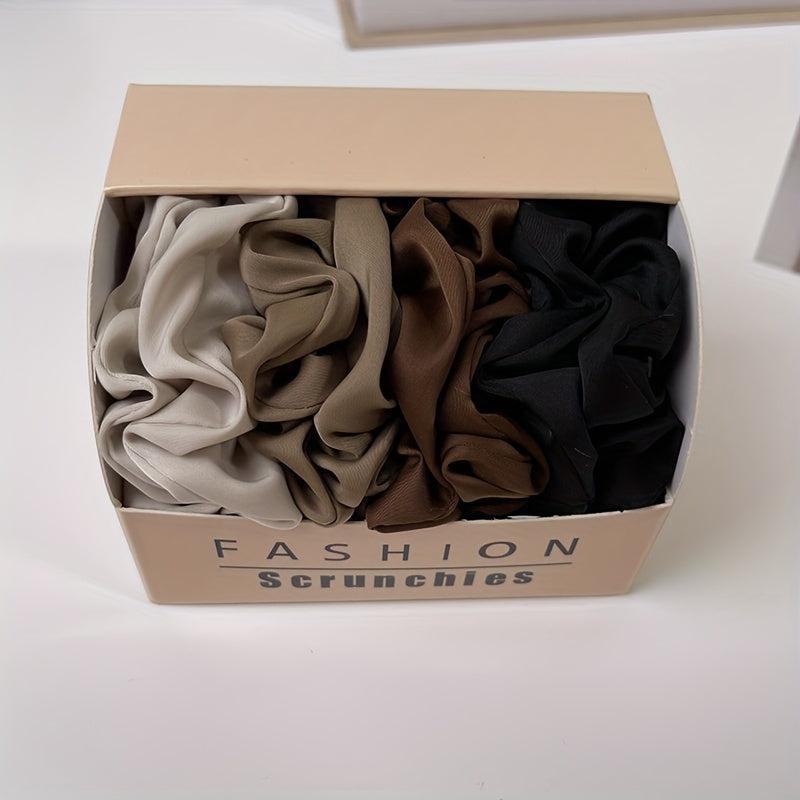 8pcs Solid Silk Hair Tie Vintage Ponytail Holder Elastic Headwear