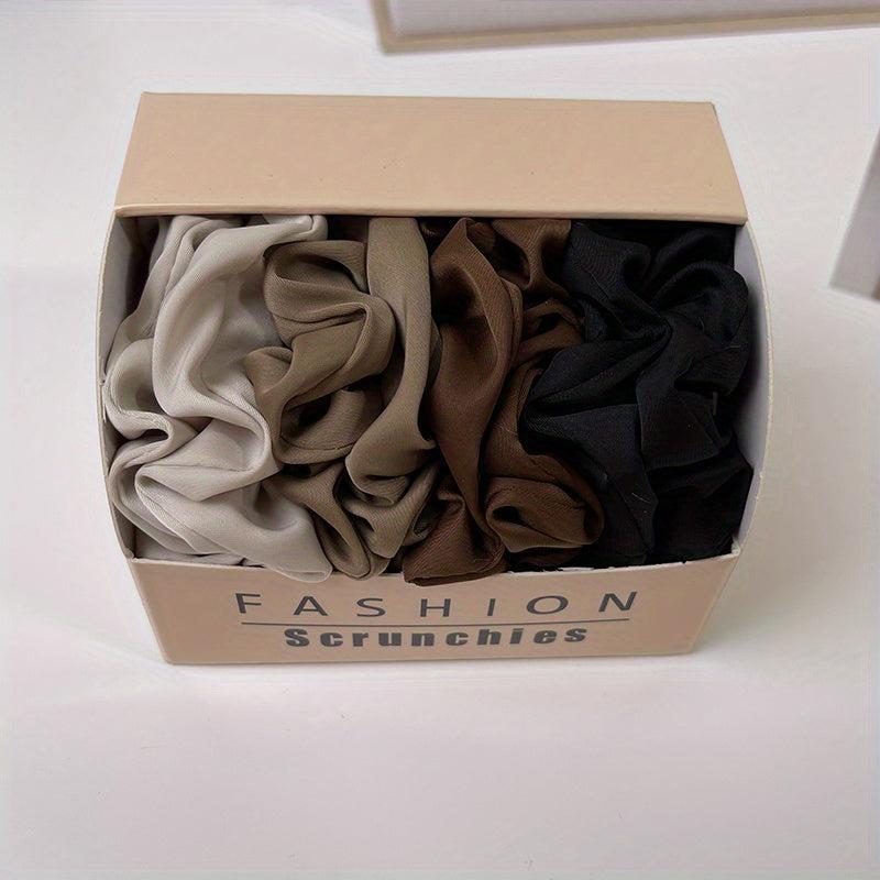 8pcs Solid Silk Hair Tie Vintage Ponytail Holder Elastic Headwear