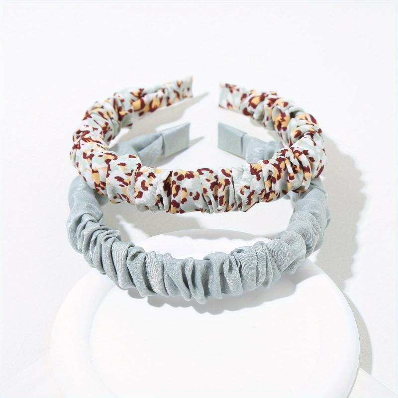 2pcs Leopard Print Headband Boho Thin Hairband Women Vintage Style Hair Accessor