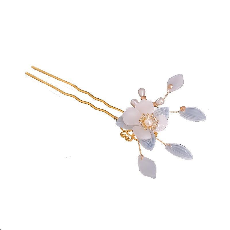 Vintage Flower Faux Pearl Hair Pin U Shaped Chignon Wedding Bobby Pins