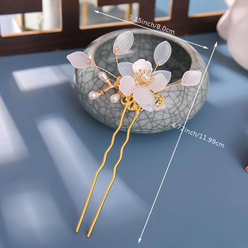 Vintage Flower Faux Pearl Hair Pin U Shaped Chignon Wedding Bobby Pins