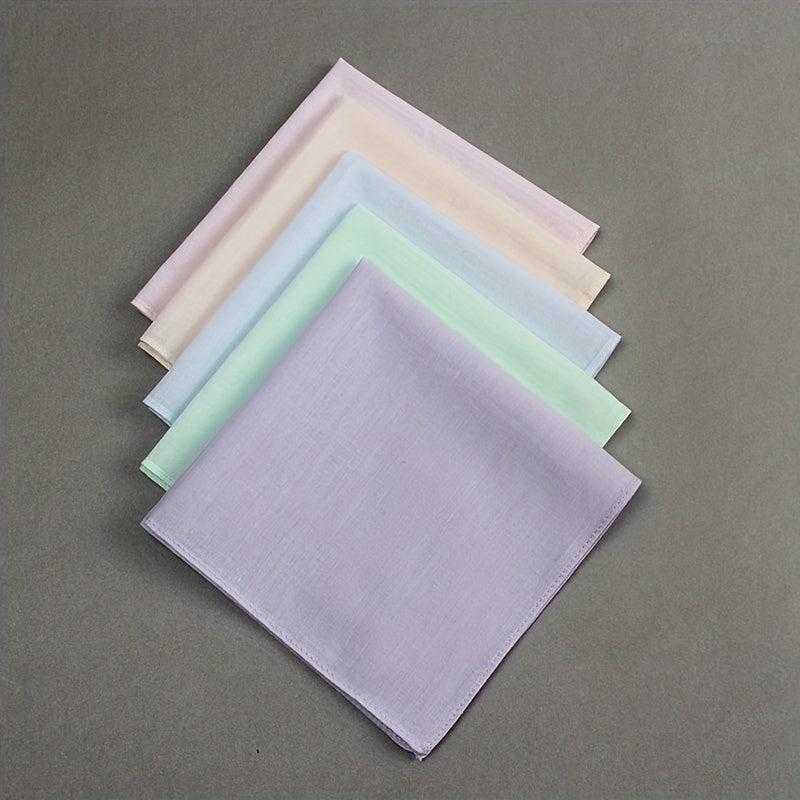 5pcs 60S Cotton Square Scarf Small Handkerchief Soft Pocket Scarf