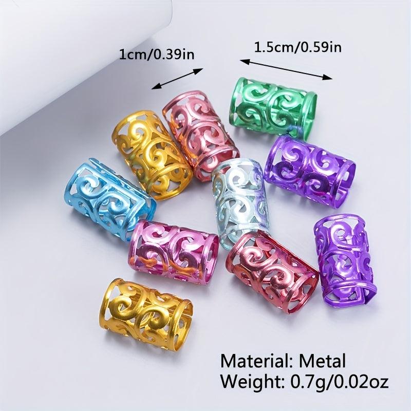10pcs Dreadlocks Metal Rings Hair Cuffs Punk Braiding Decorations