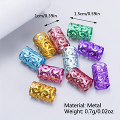 10pcs Dreadlocks Metal Rings Hair Cuffs Punk Braiding Decorations
