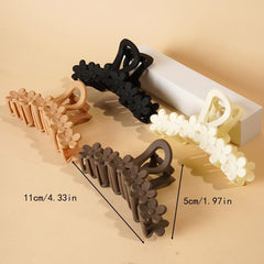 4pcs Flower Solid Hair Claw Non Slip Matte Style Shark Claw For Thick Hair