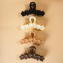 4pcs Flower Solid Hair Claw Non Slip Matte Style Shark Claw For Thick Hair
