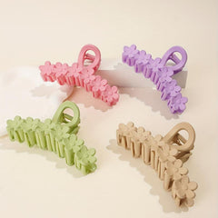 4pcs Flower Solid Hair Claw Non Slip Matte Style Shark Claw For Thick Hair