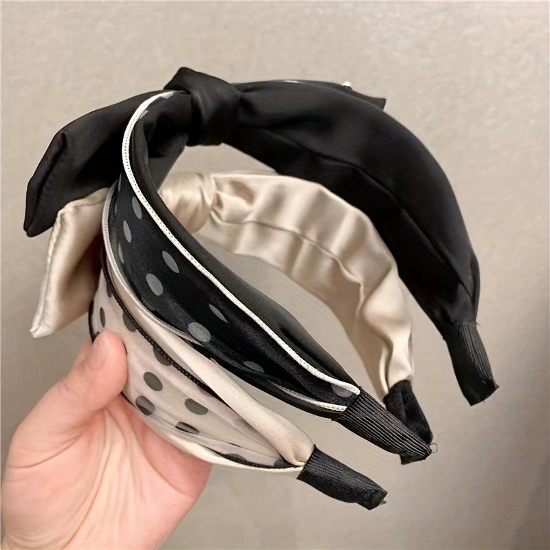 Rhinestone Headband Wide Brim Bow Hair Band Retro Letter Head