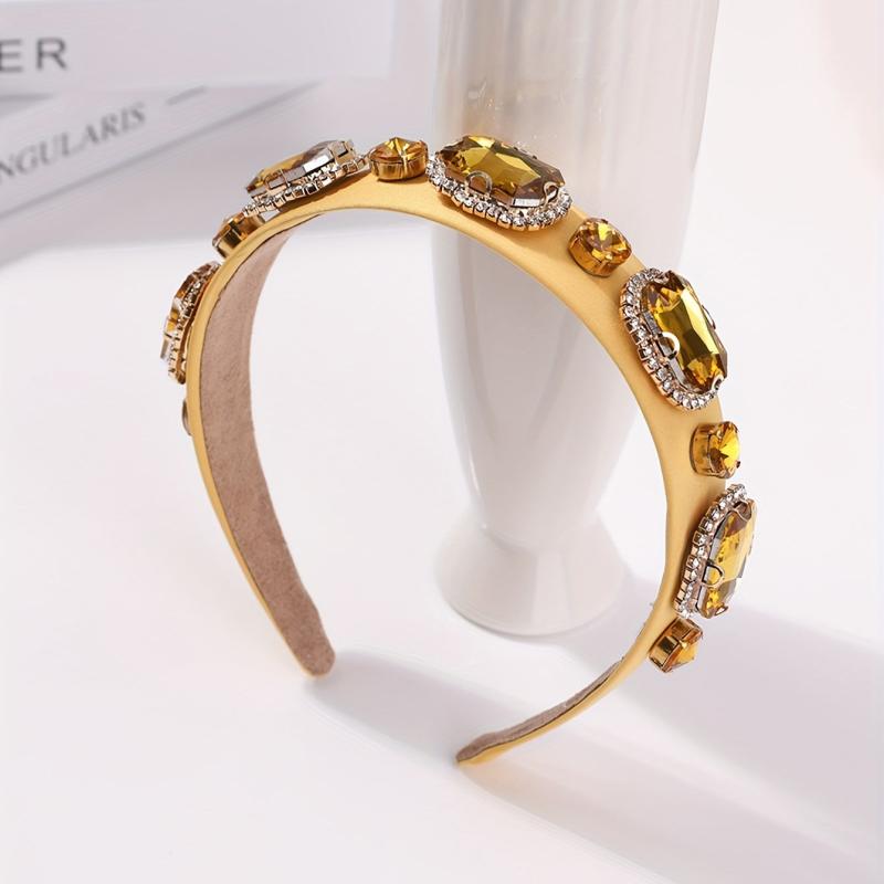 Rhinestone Headband Wide Crystal Headdress Hair Band for Women Girls