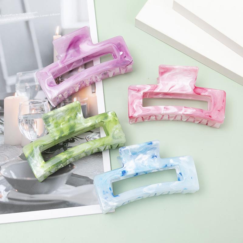 Resin Rectangle Hair Claw Clip Non Slip Strong Hold Grip Hair Jaw Clip