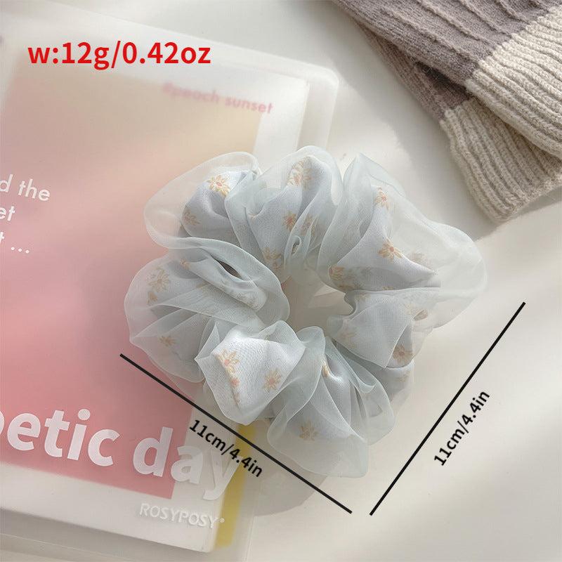 Floral Pattern Organza Scrunchies Hair Tie Large Hair Rope Hair Ring