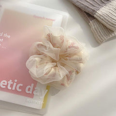 Floral Pattern Organza Scrunchies Hair Tie Large Hair Rope Hair Ring