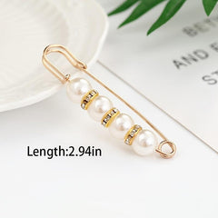 Rhinestone & Pearl Brooch Pin Waist Tightener Buckle Clothing Accessory
