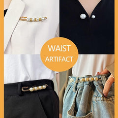 Rhinestone & Pearl Brooch Pin Waist Tightener Buckle Clothing Accessory