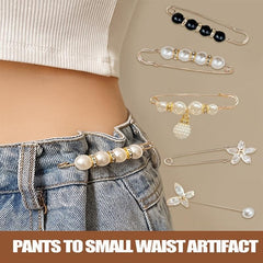 Rhinestone & Pearl Brooch Pin Waist Tightener Buckle Clothing Accessory